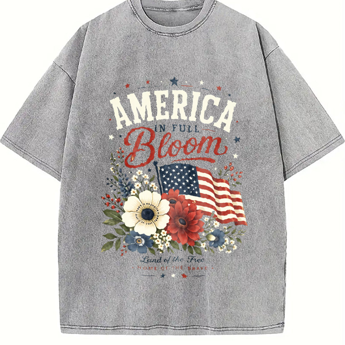 America Bloom - Patriotic Floral Flag 4th Of July Vintage product image 5