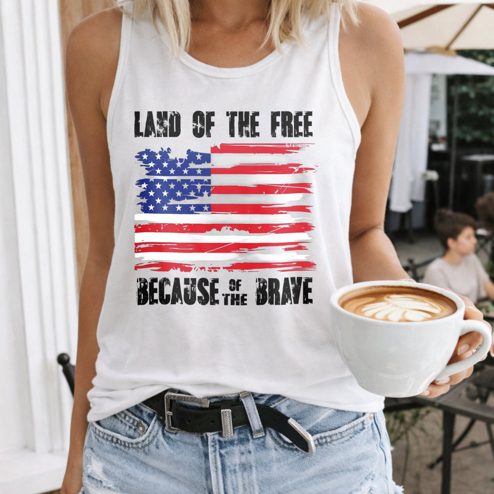 Land Of The Free Because Of The Brave American Flag Women's Tank Top