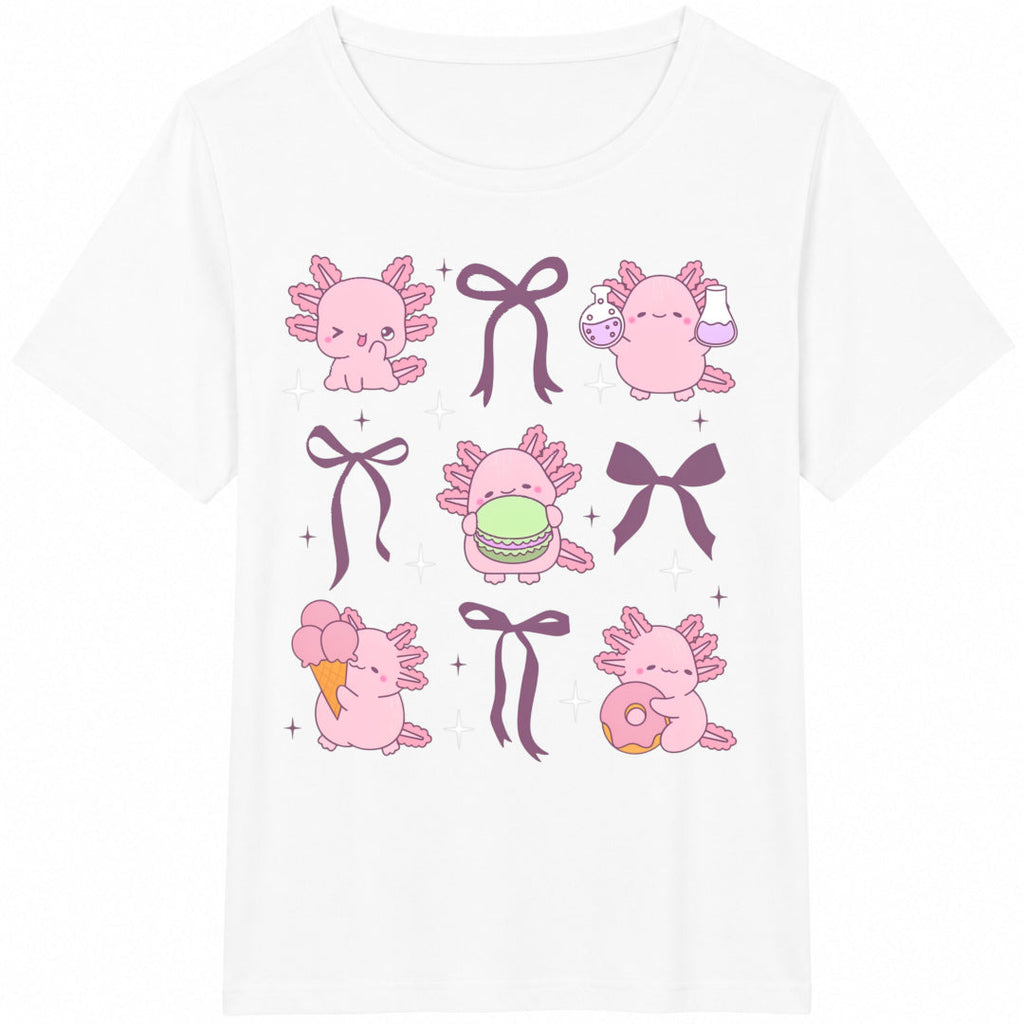 Cute Axolotl Bow Funny Mom Mini Lover Cotton T-Shirt product image 2