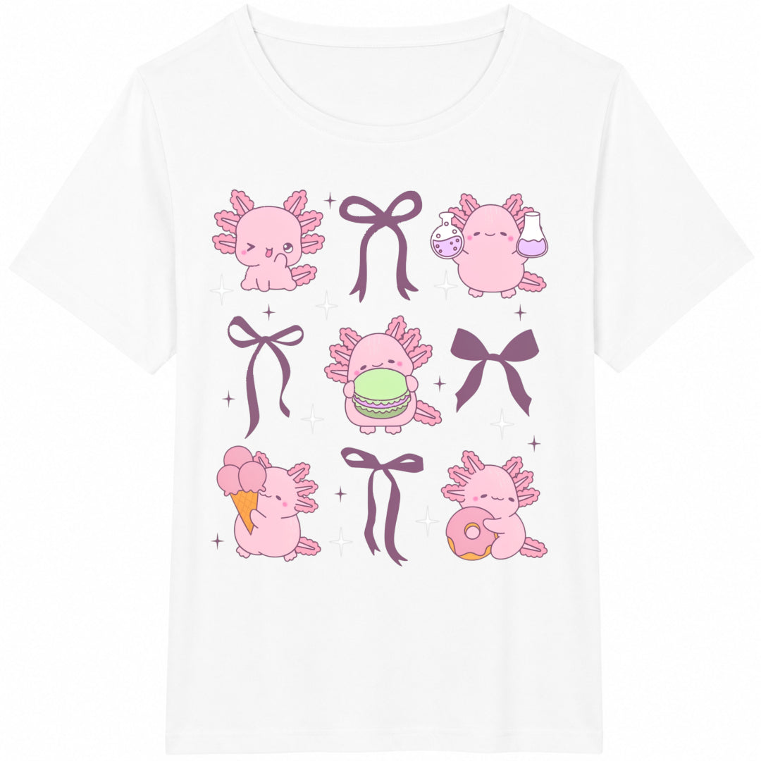 Cute Axolotl Bow Funny Mom Mini Lover Cotton T-Shirt product image 2