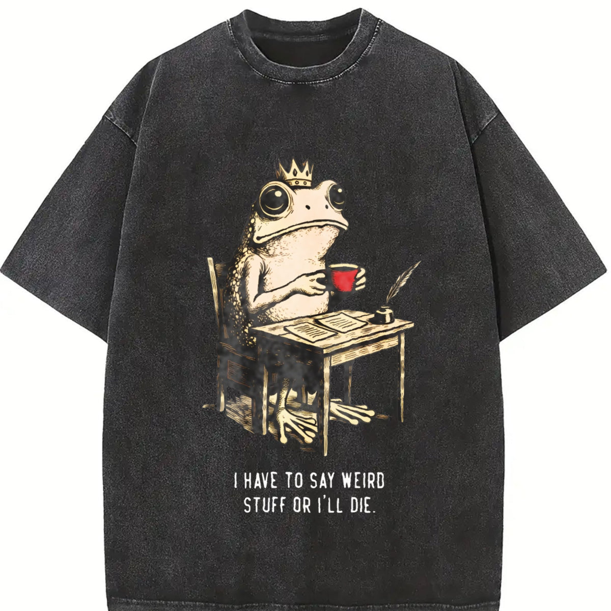 Frog Prince Says Weird Stuff Vintage Washed T-Shirt product image 2
