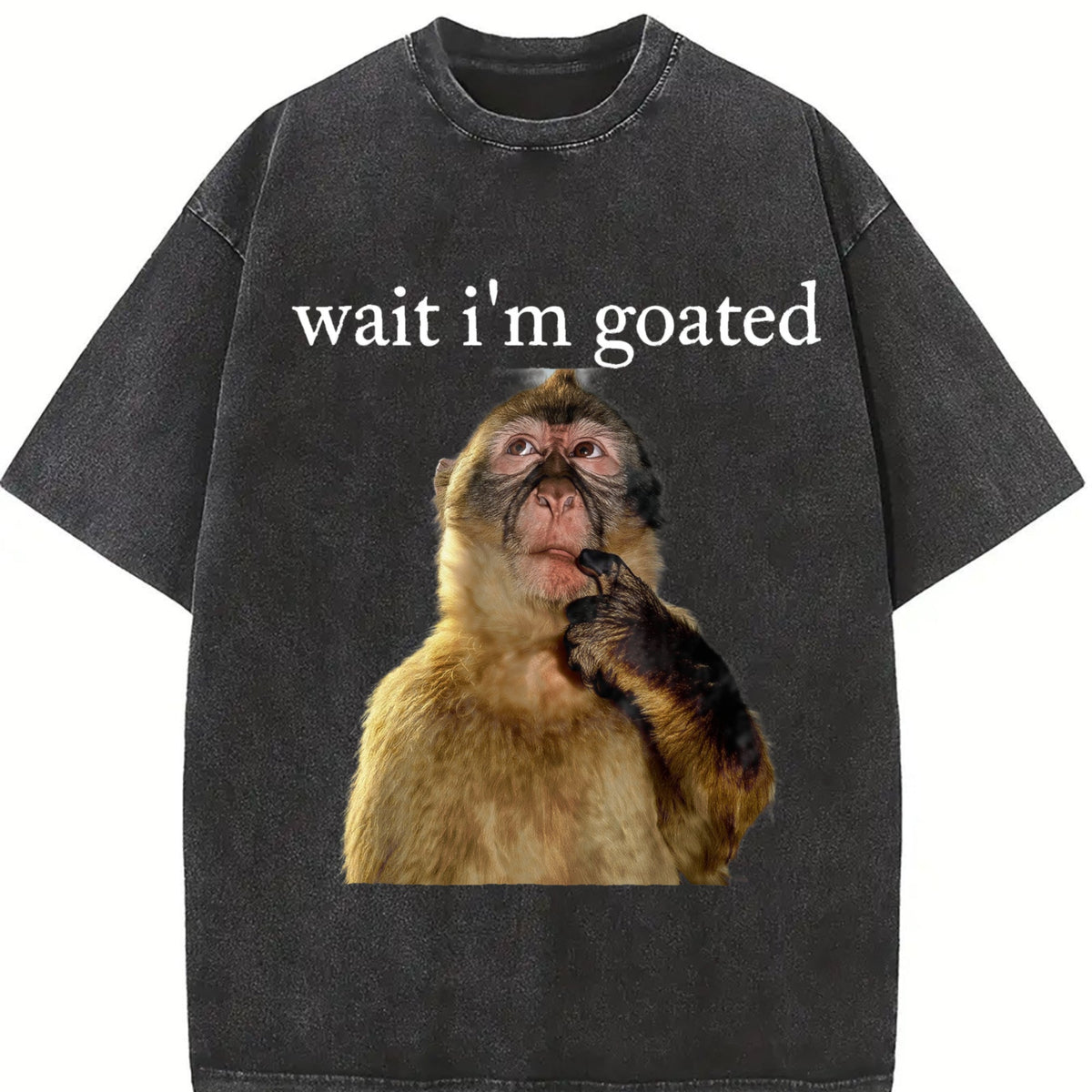 Wait I'm Goated Funny Thinking Monkey Meme Brainrot Vintage product image 2