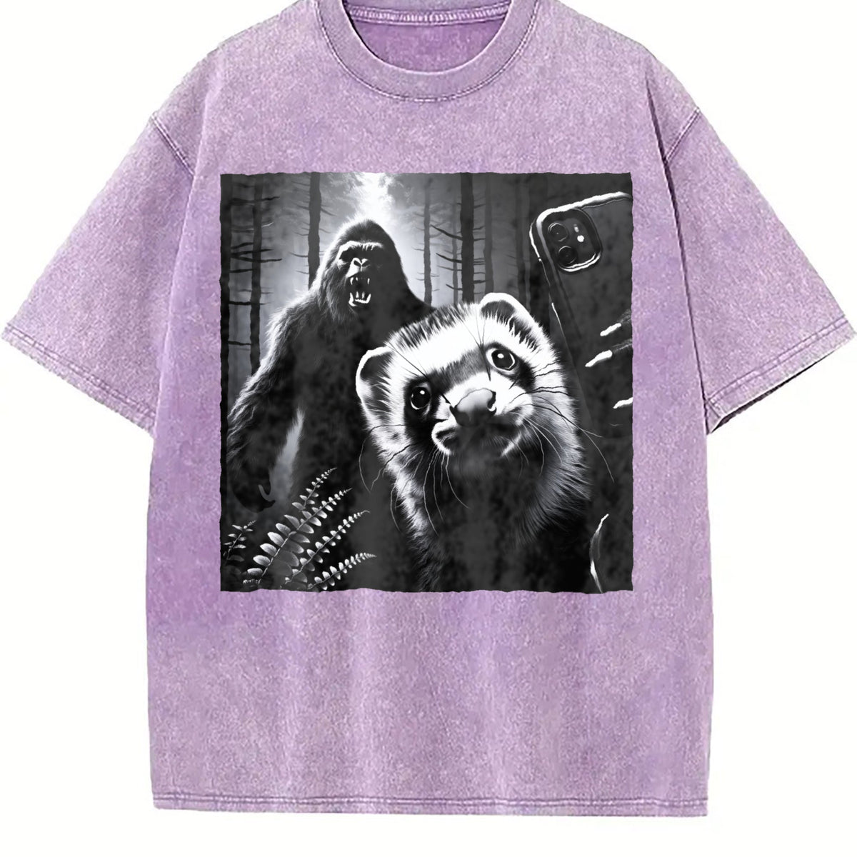 Ferret Selfie With Bigfoot 90s Vintage Washed T-Shirt product image 6