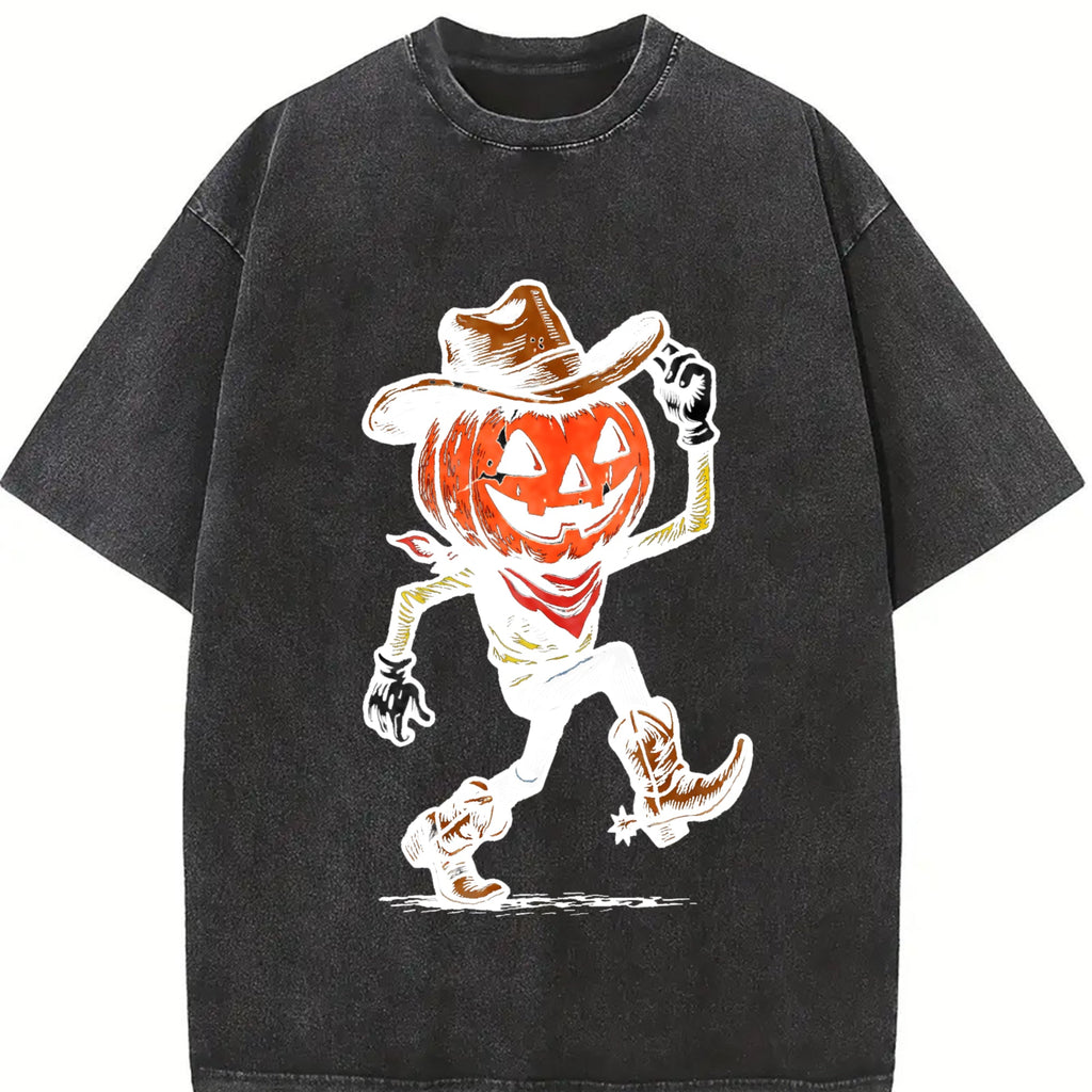 Pumpkin Cowboy Vintage Washed T-Shirt product image 2