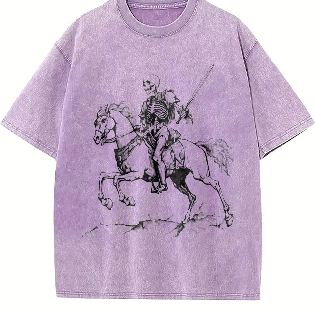 Skeleton Riding Horse 90s Vintage Washed T-Shirt product image 6