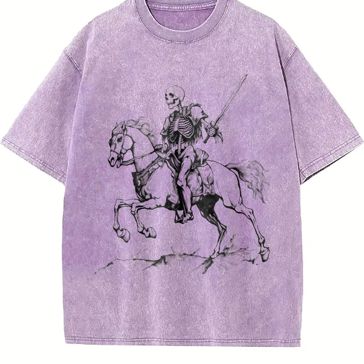 Skeleton Riding Horse 90s Vintage Washed T-Shirt product image 6