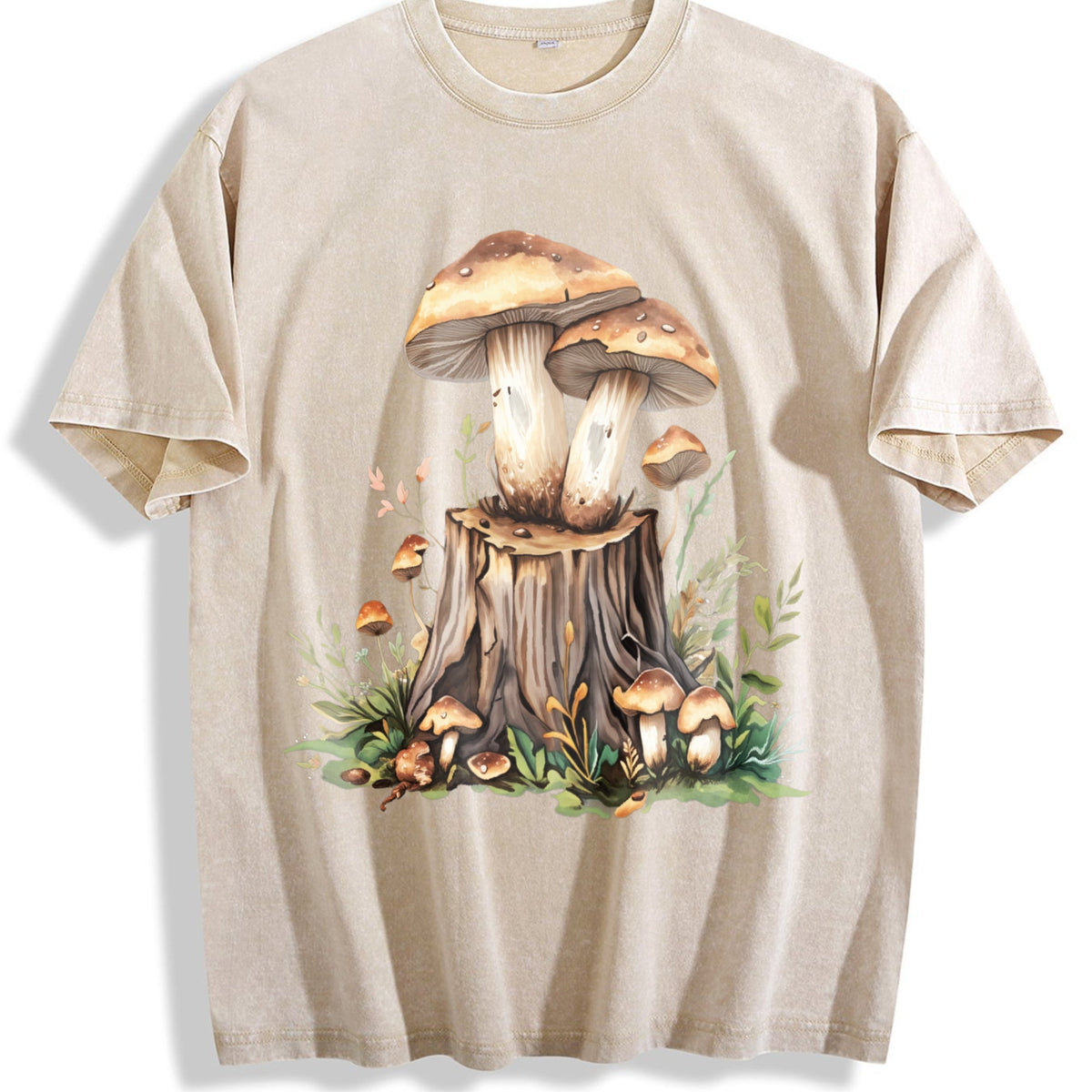 Mushroom On The Tree Stump Vintage Washed T-Shirt product image 1