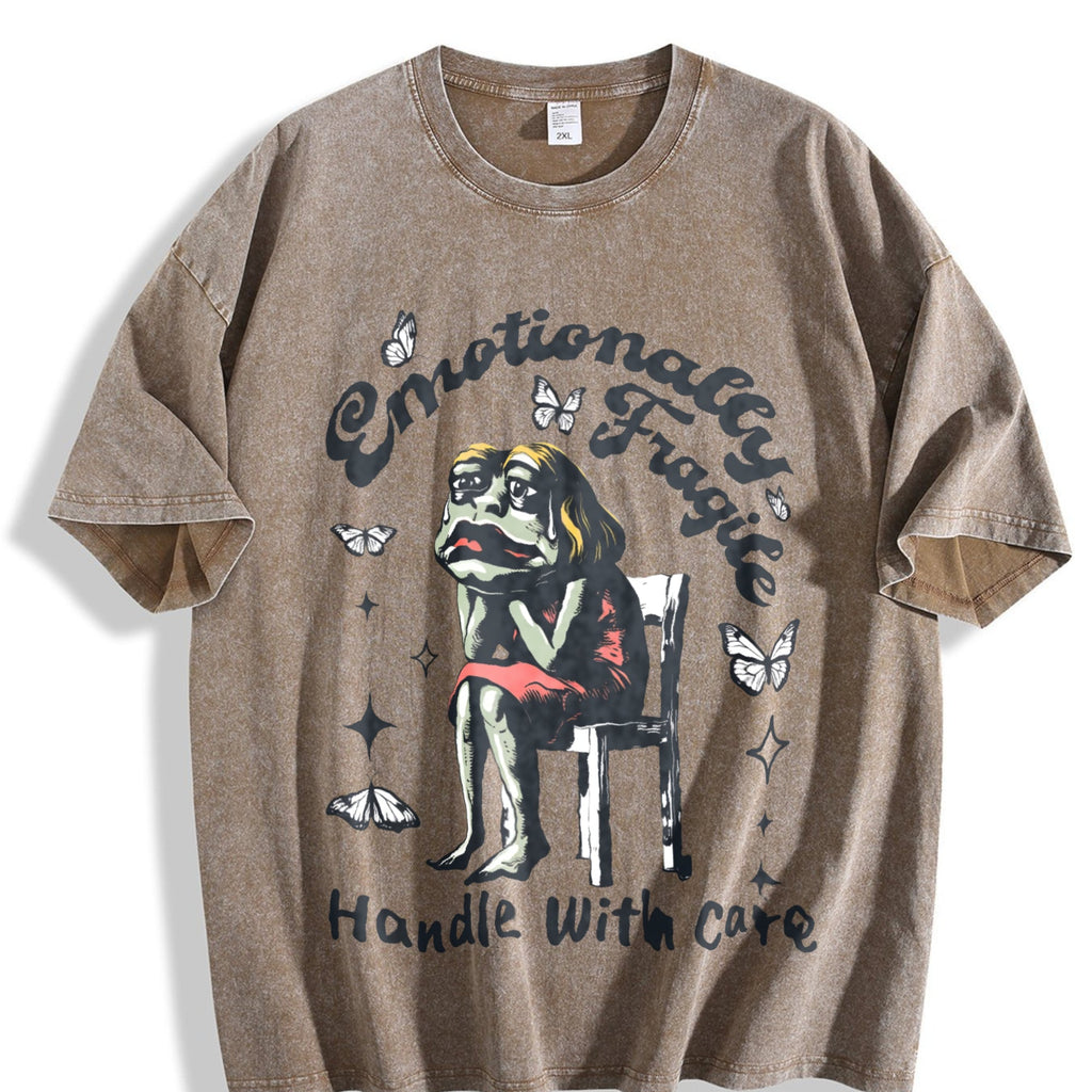 Frog Woman With Tears Emotionally Vintage Washed T-Shirt product image 3