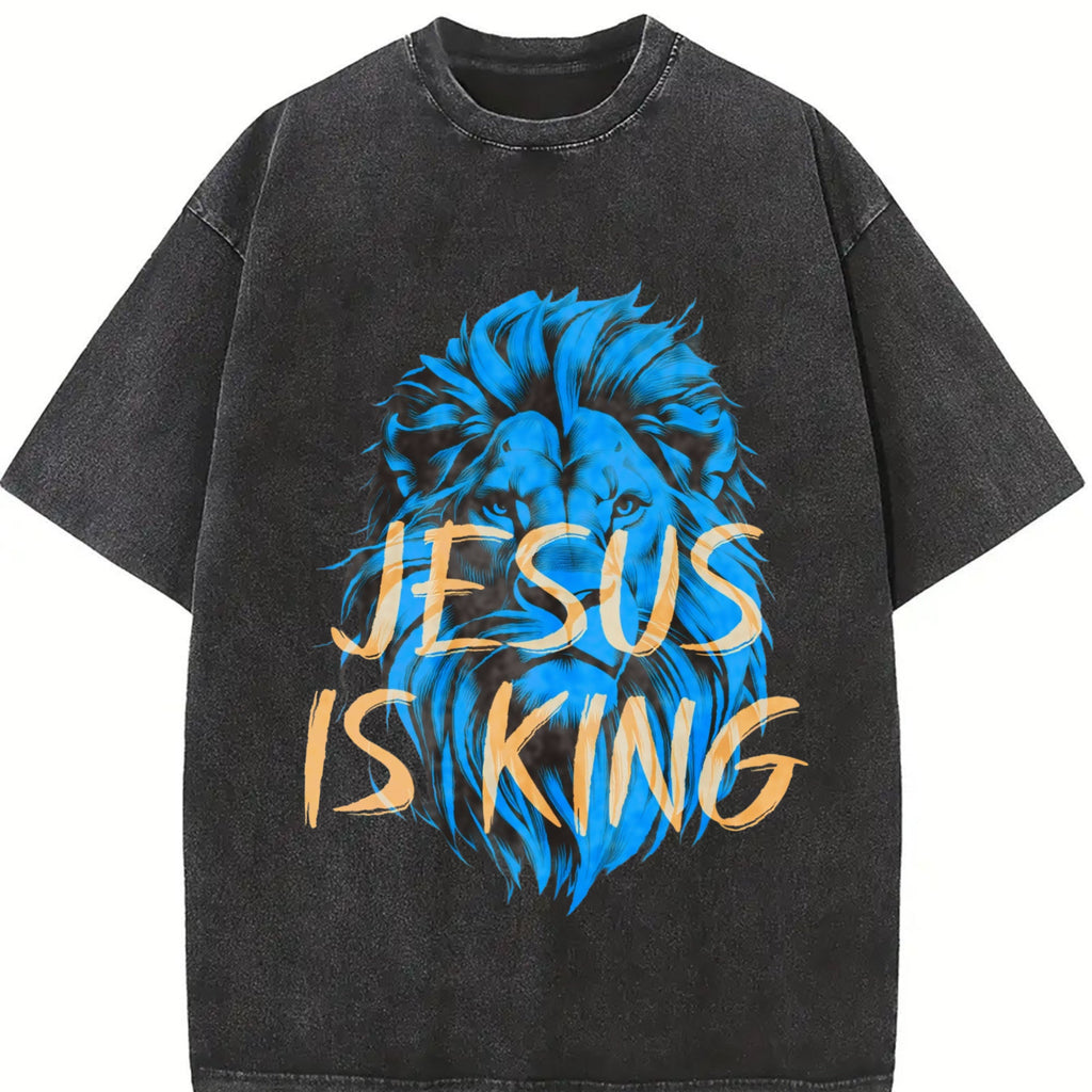 Jesus Is King Blue Lion Vintage Washed T-Shirt product image 2