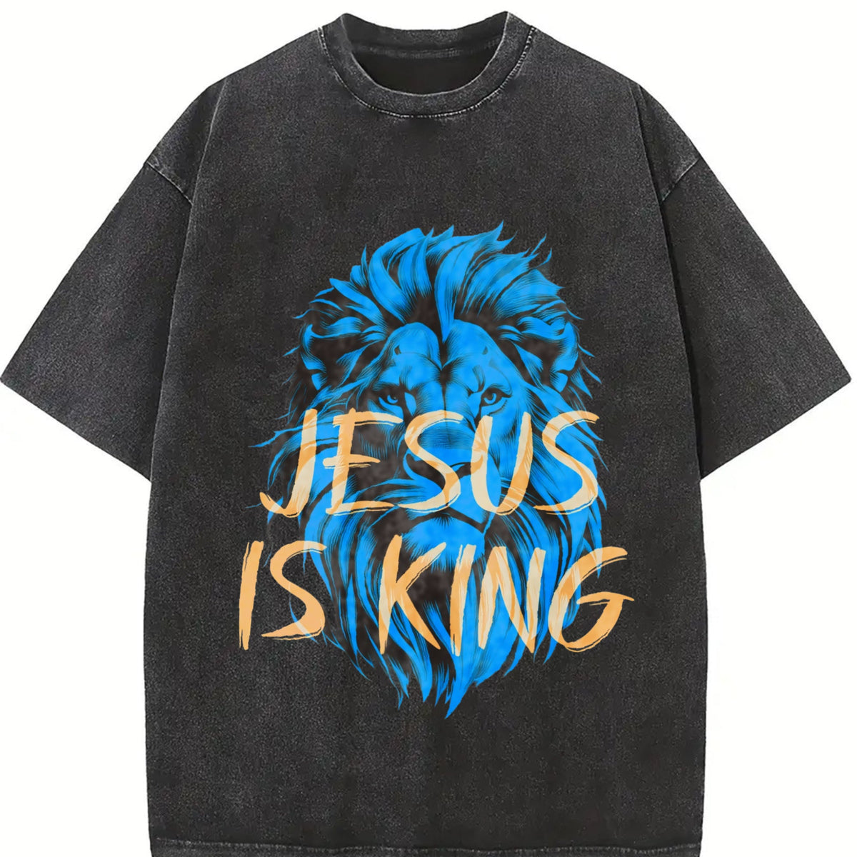 Jesus Is King Blue Lion Vintage Washed T-Shirt product image 2