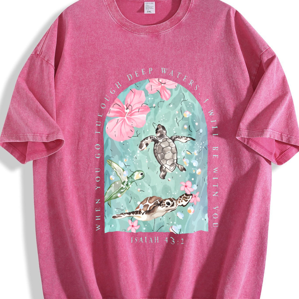 Sea Turtle & Text I Will Be With You Vintage Washed T-Shirt product image 7