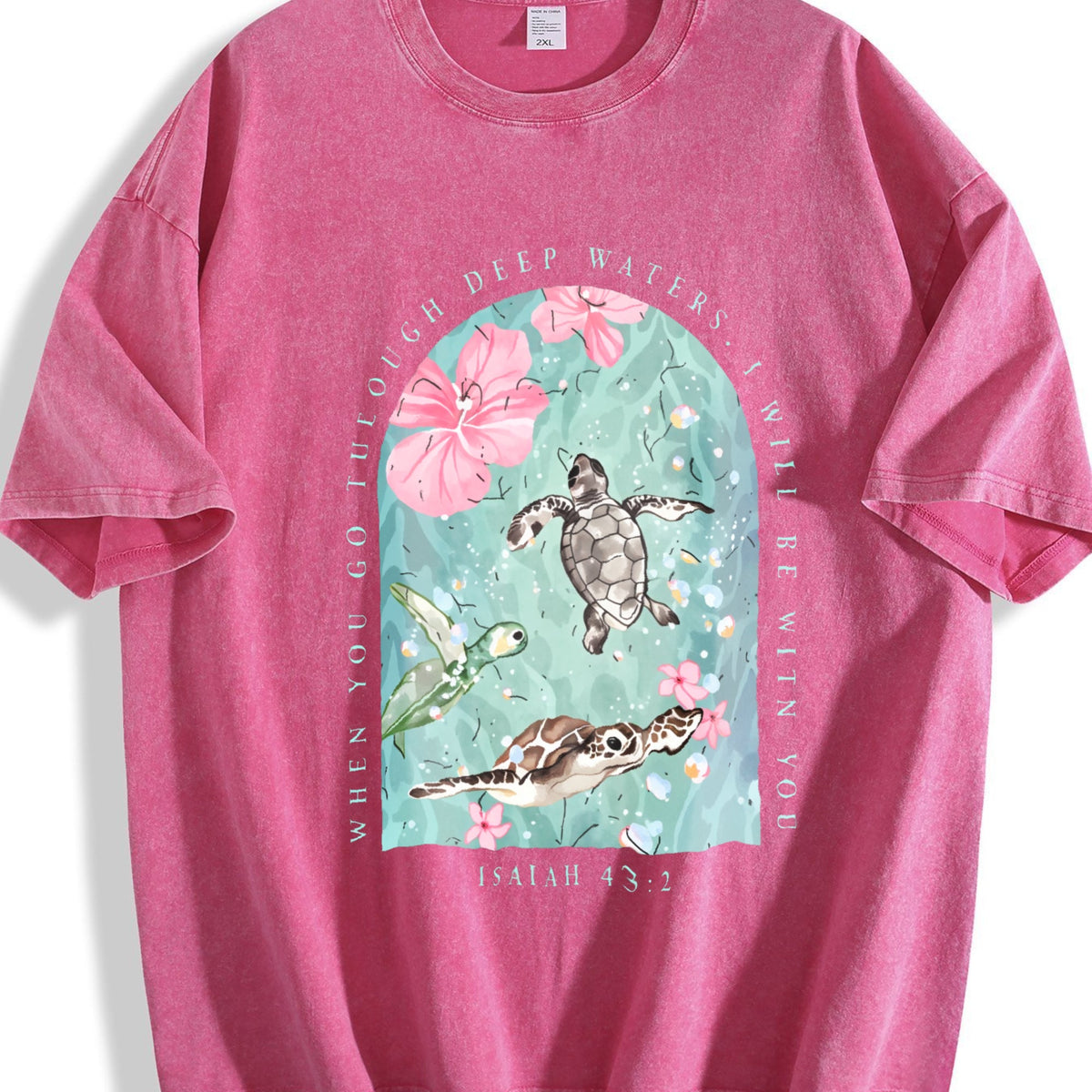 Sea Turtle & Text I Will Be With You Vintage Washed T-Shirt product image 7