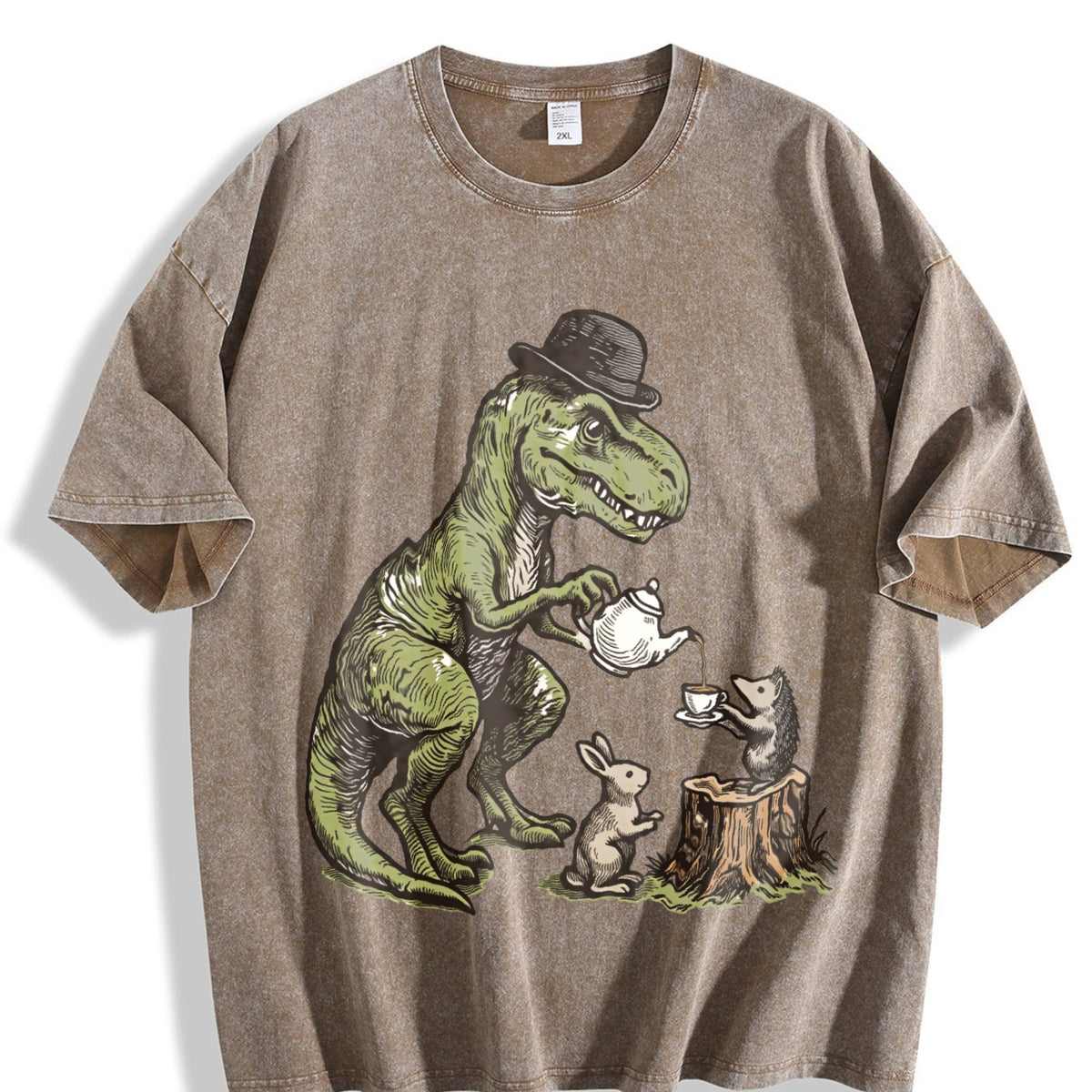 T-rex Tea Party Vintage Washed T-Shirt product image 3