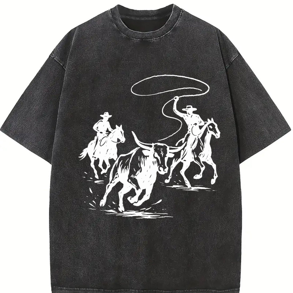 Cowboys Roping Bull Vintage Washed T-Shirt product image 2