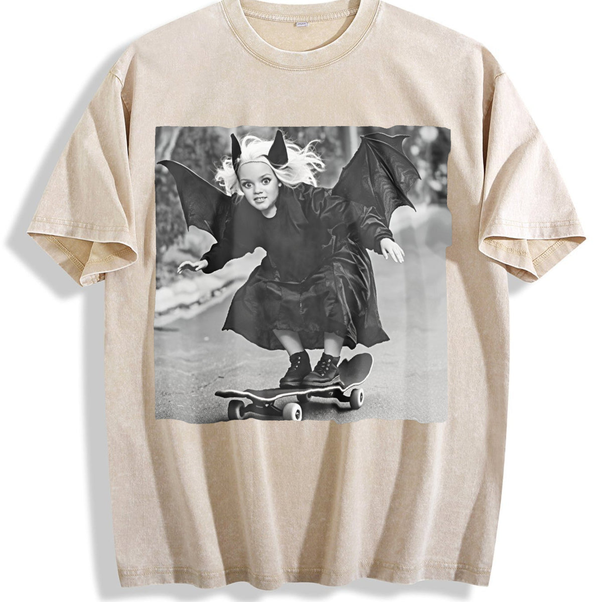 Gothic Doll Skateboarder Vintage Washed T-Shirt product image 1