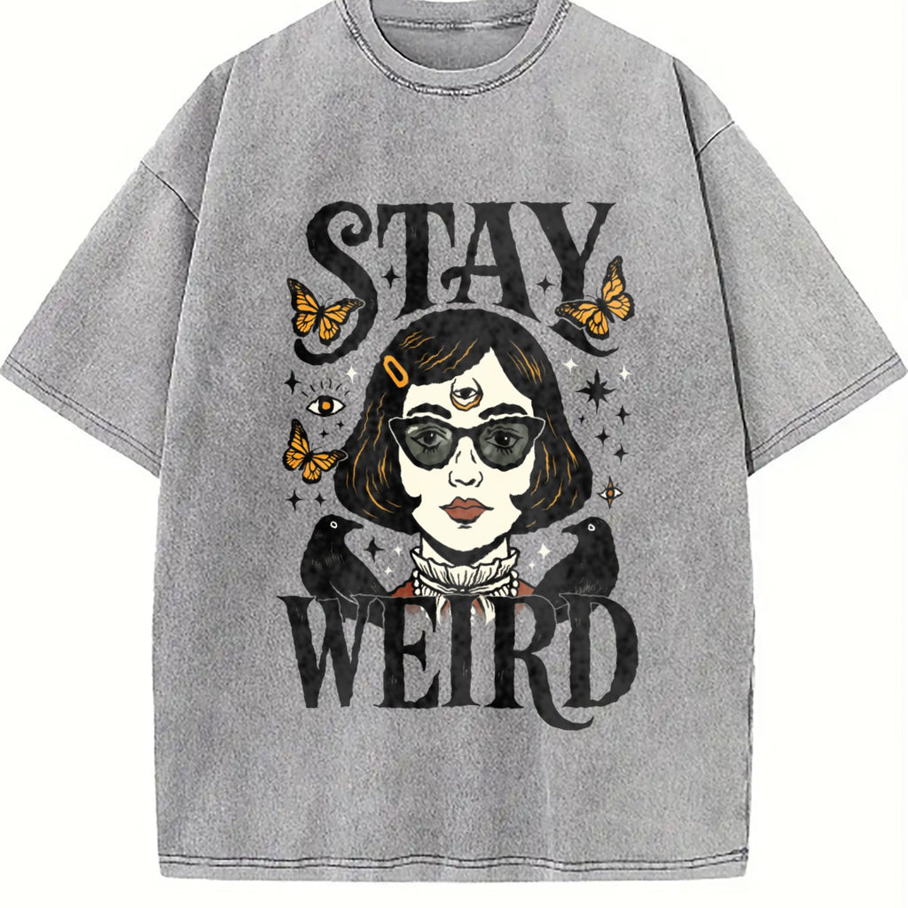 Stay Weird Witchy Girl Vintage Washed T-Shirt product image 5