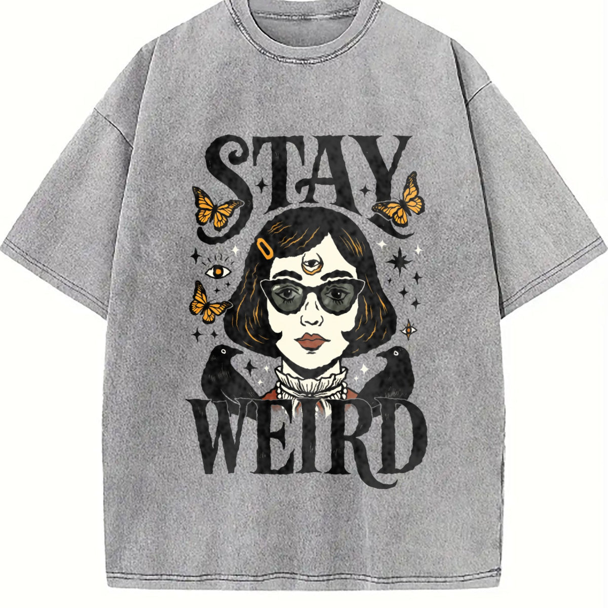 Stay Weird Witchy Girl Vintage Washed T-Shirt product image 5