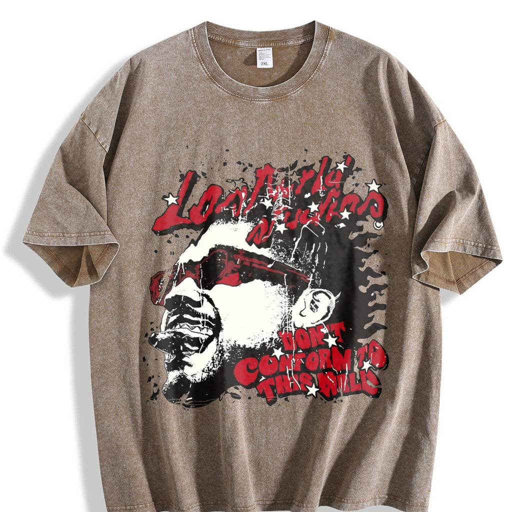 Grunge Hip Hop Man Portrait Muscle Vintage Washed T-Shirt product image 3