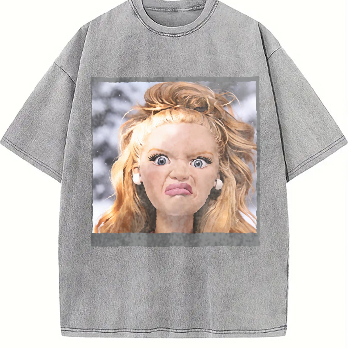 Funny Grumpy Doll Face Vintage Washed T-Shirt product image 5