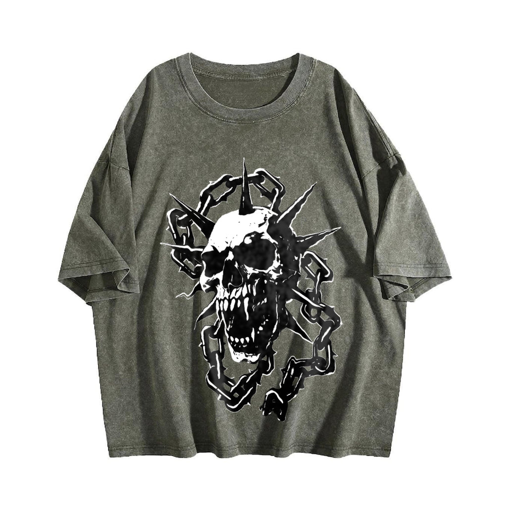 Spiked Skull Chains Vintage Washed T-Shirt product image 4