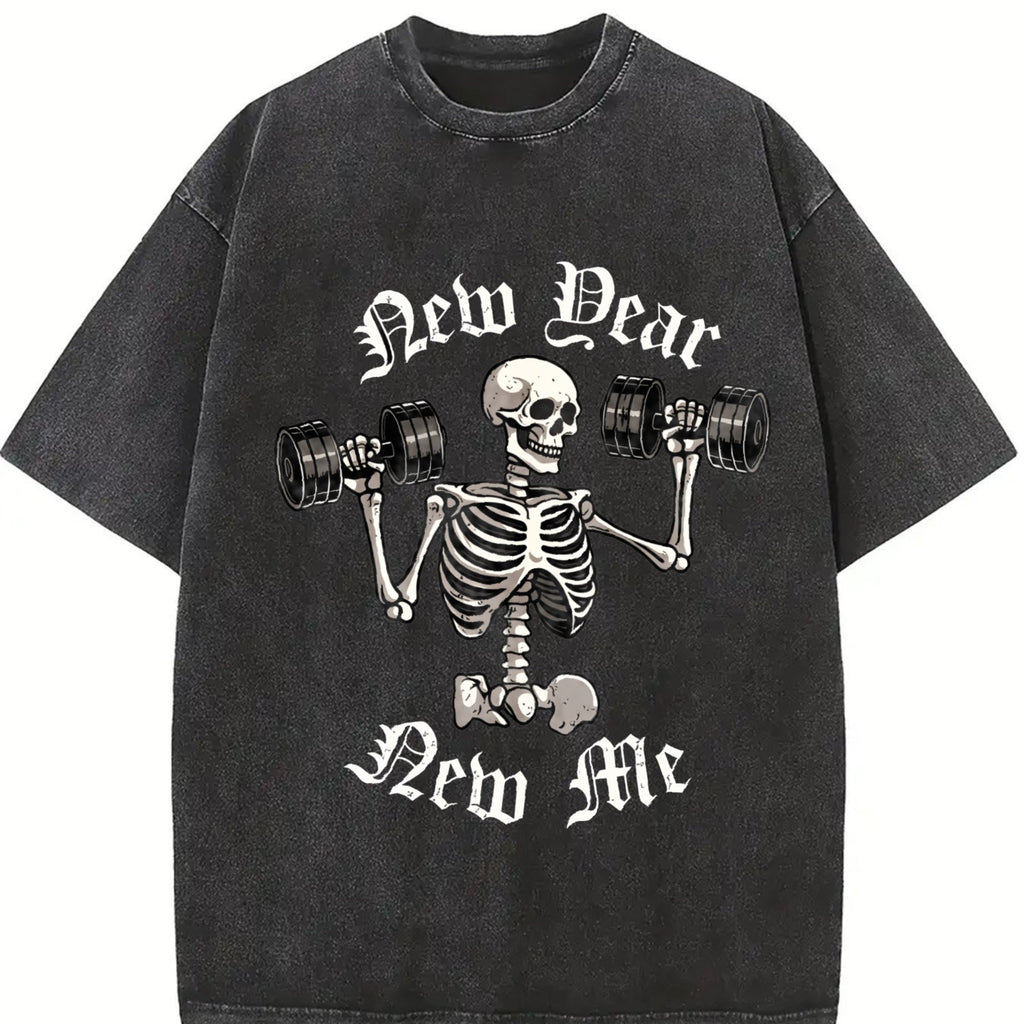 Skull Dumbbell Vintage Washed T-Shirt product image 2