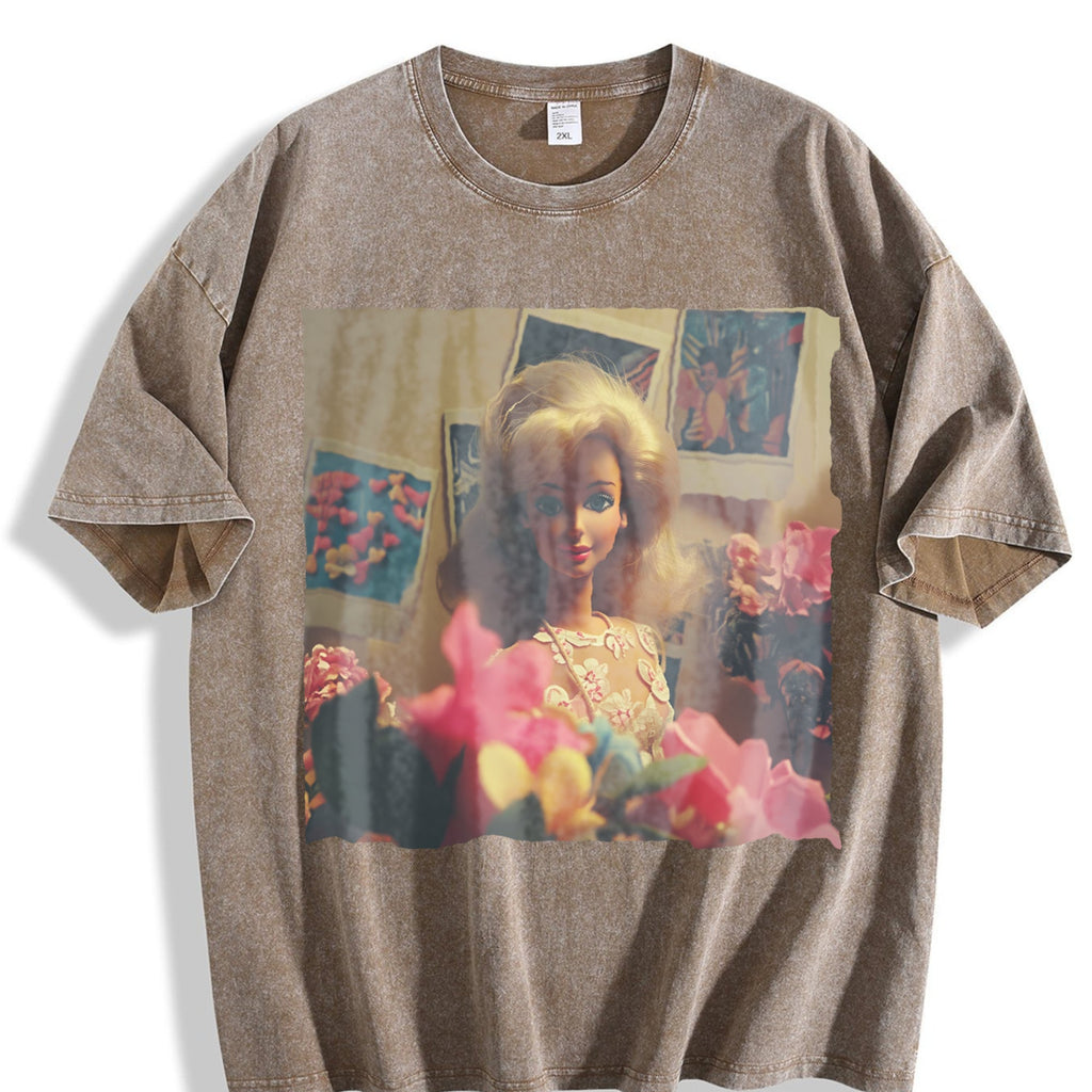Doll with a Bouquet of Flowers Vintage Washed T-Shirt product image 3