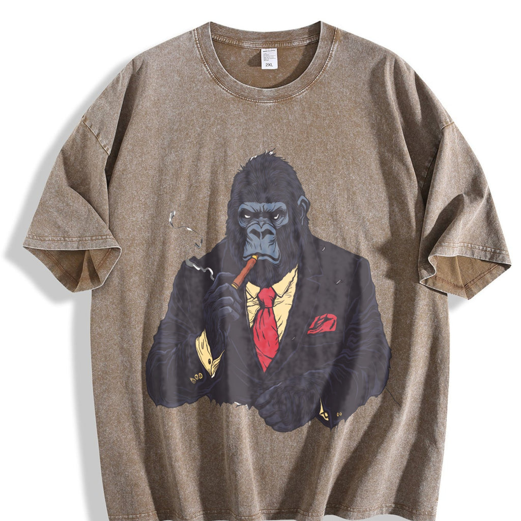 Gorilla Smoking Y2K Vintage Washed T-Shirt product image 3
