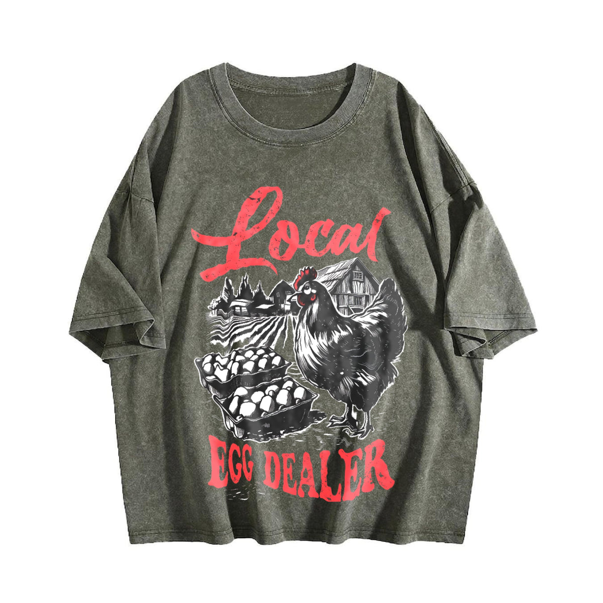 Local Egg Dealer Funny Chicken 90s Vintage Washed T-Shirt product image 4
