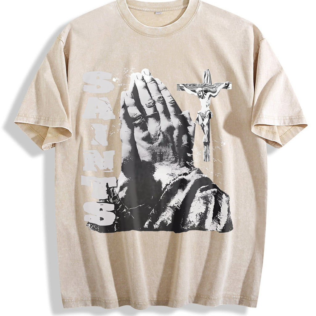Saints Praying Hands Vintage Washed T-Shirt product image 1