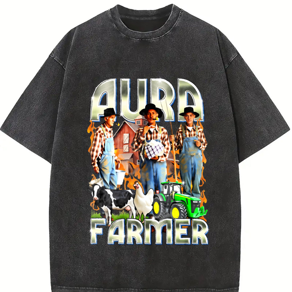 Aura Farmer Funny Meme Vintage Washed T-Shirt product image 2