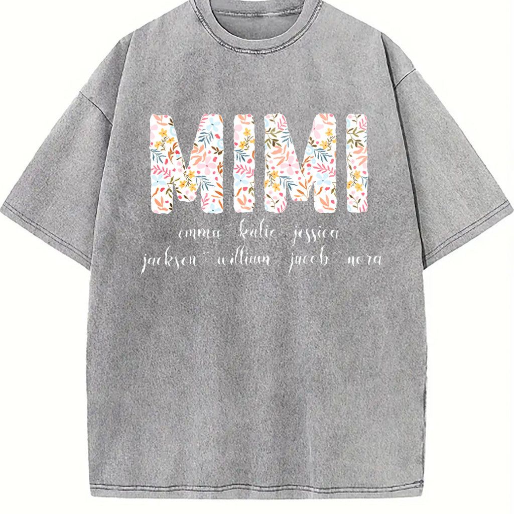 Mimi With Grandkids Names Vintage Washed T-Shirt product image 5