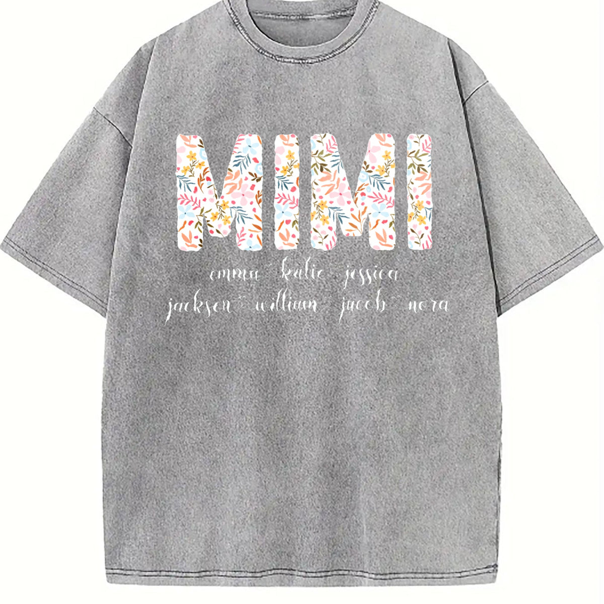 Mimi With Grandkids Names Vintage Washed T-Shirt product image 5