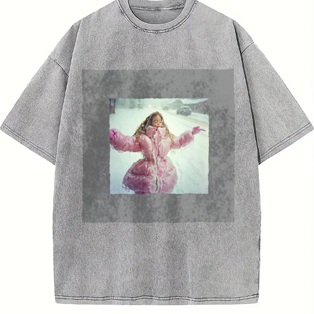 Doll in a Pink Winter Coat Vintage Washed T-Shirt product image 5