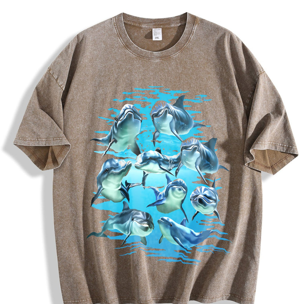 Playful Dolphins Ocean Vintage Washed T-Shirt product image 3