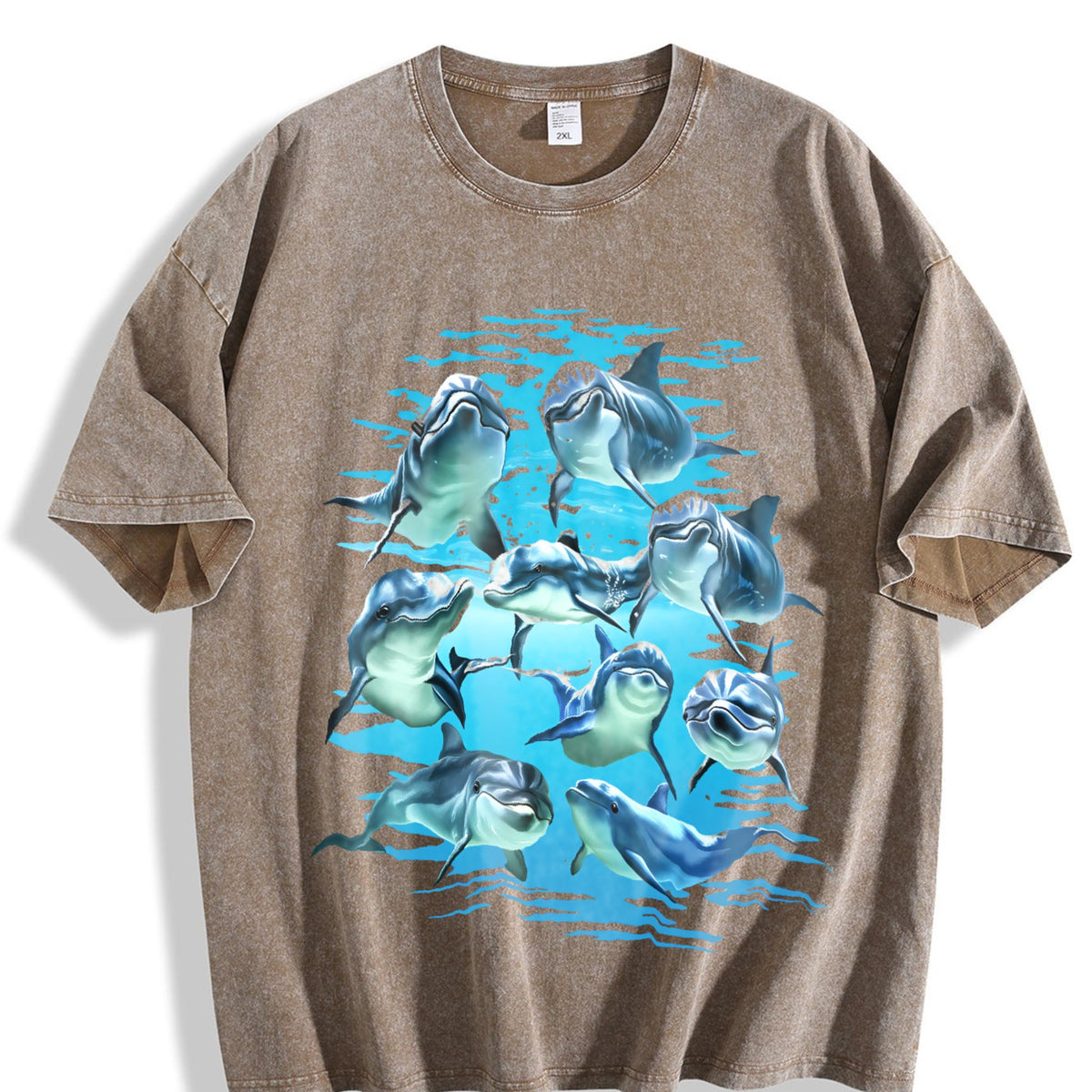 Playful Dolphins Ocean Vintage Washed T-Shirt product image 3
