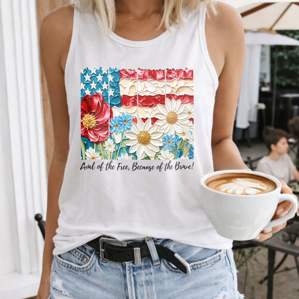 Land Of The Free Because Of The Brave Fourth Of July Women's Tank Top