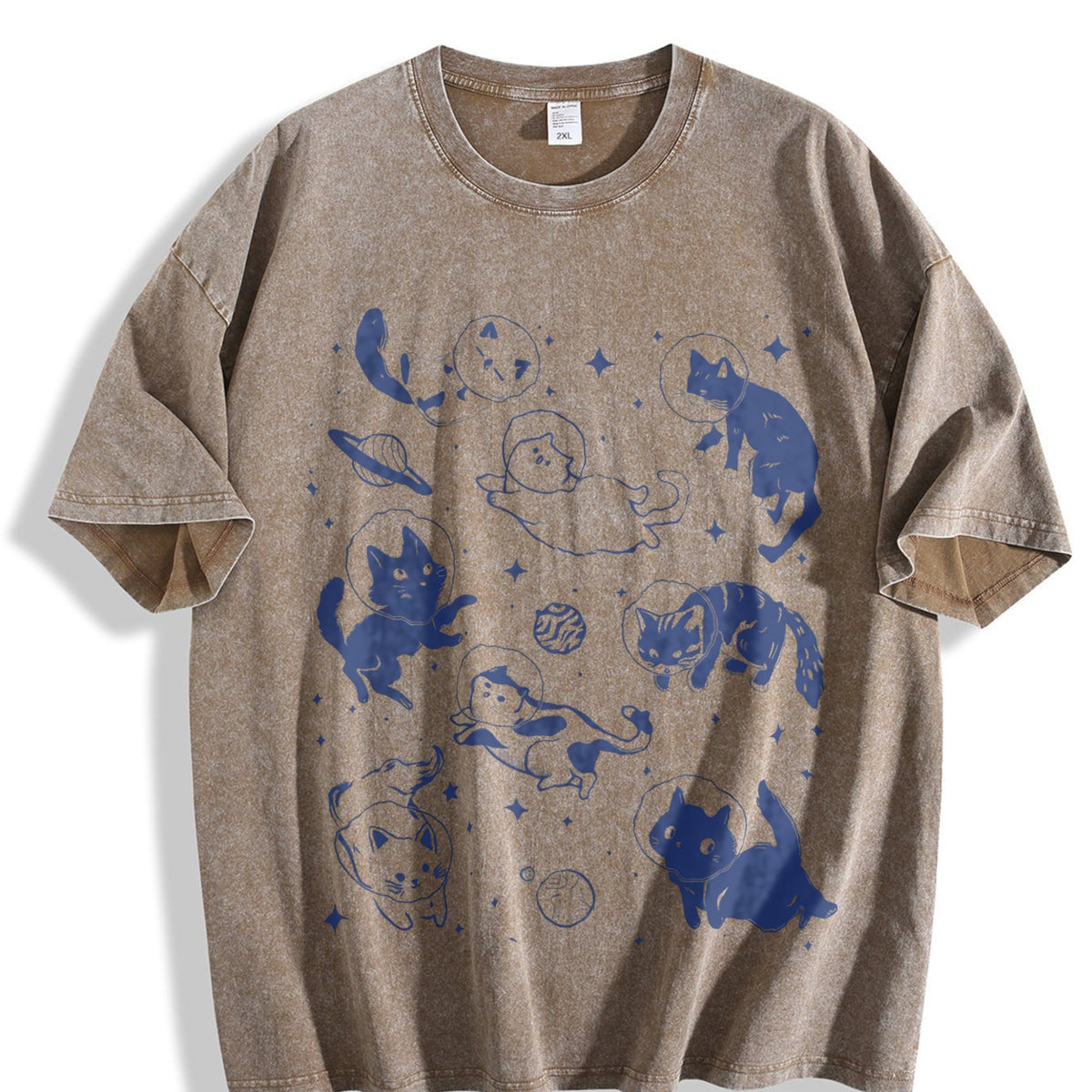 Cats In Space With Stars And Planets 90s Vintage Washed product image 3