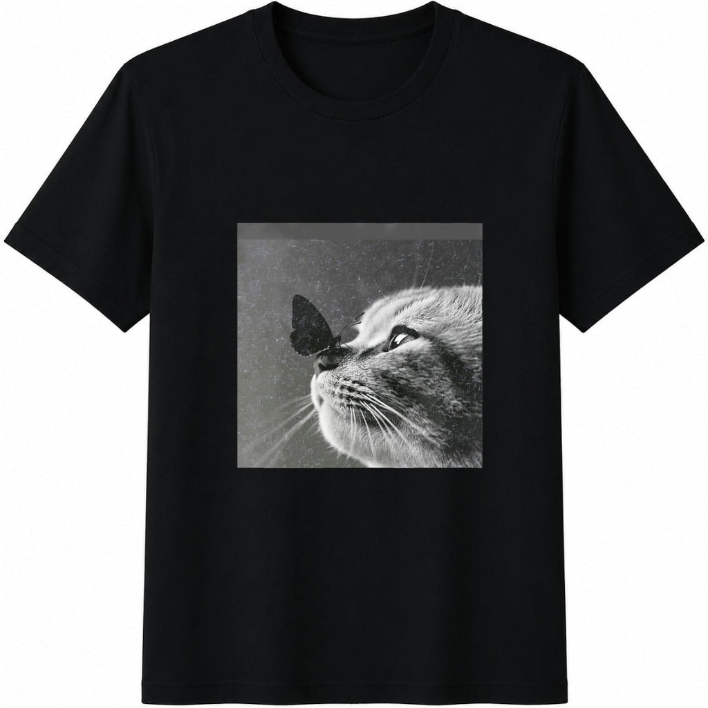Cat Butterfly Cotton T-Shirt product image 1