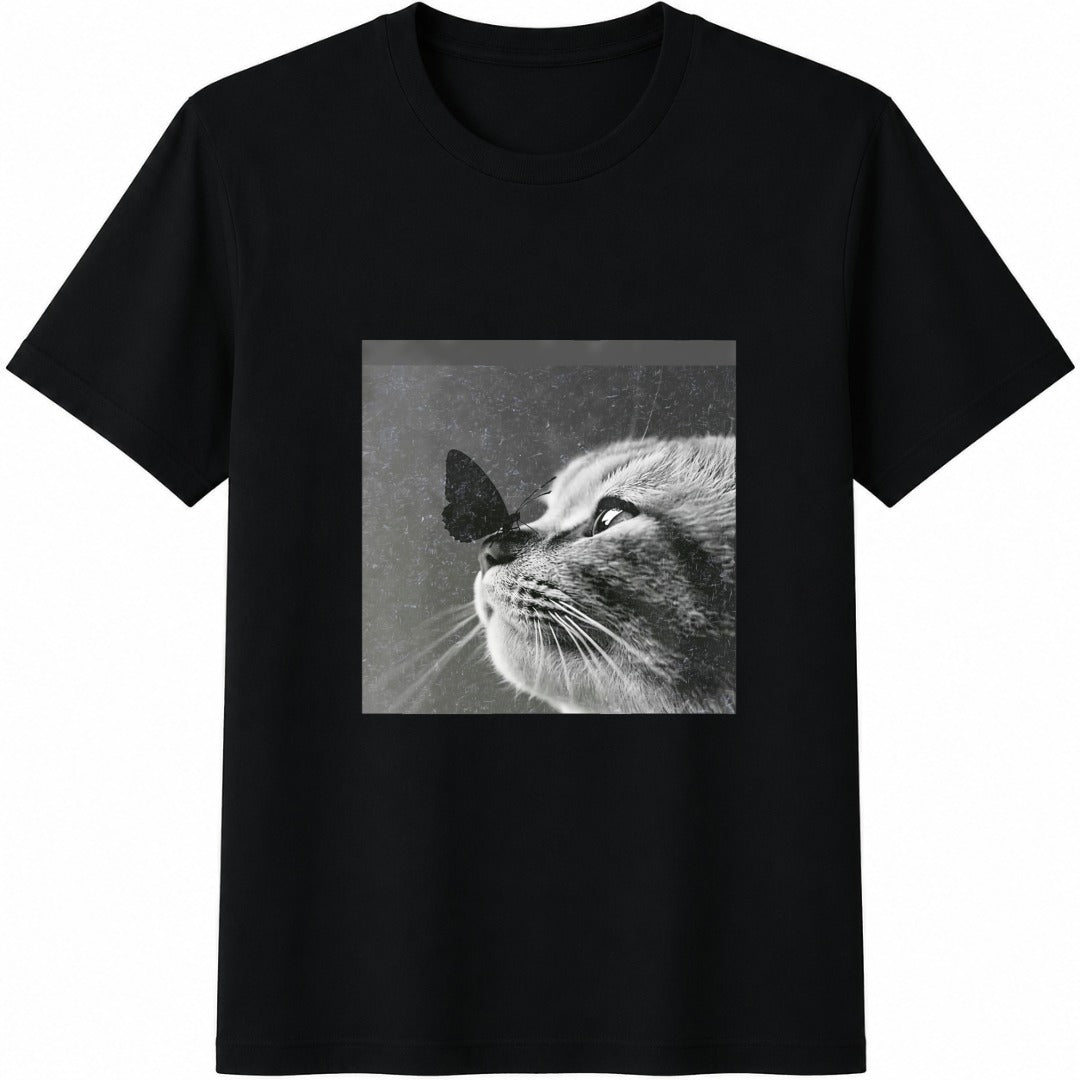 Cat Butterfly Cotton T-Shirt product image 1