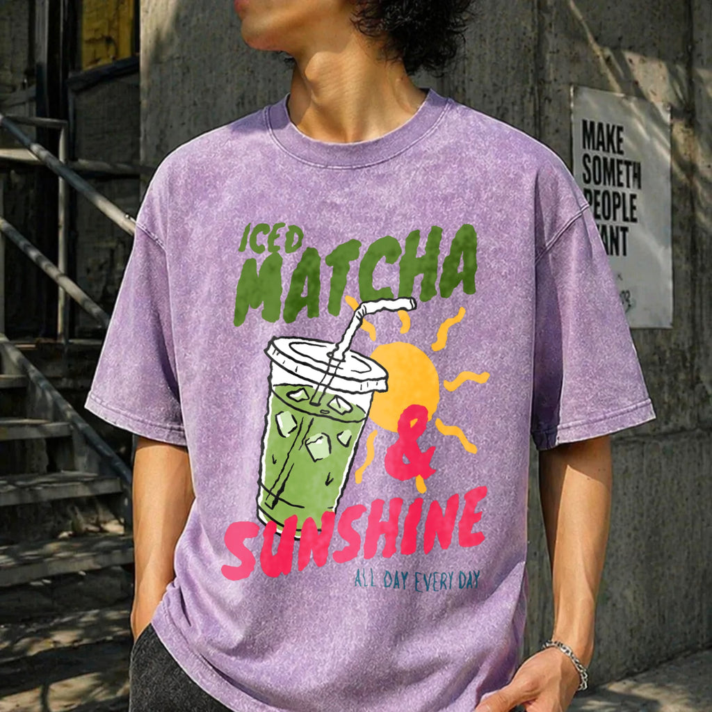 Iced Matcha Sunshine Vintage Washed T-Shirt product image 6