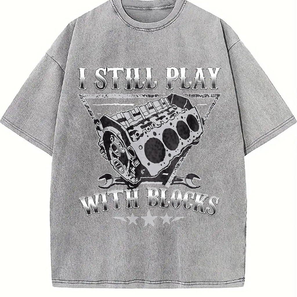 I Still Play With Blocks Engine Vintage Washed T-Shirt product image 5