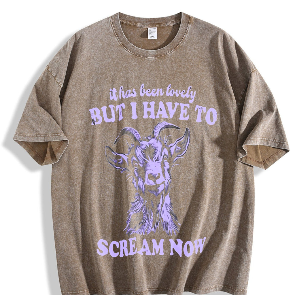 Funny Goat I Have To Scream Now 90's Vintage Washed T-Shirt product image 3