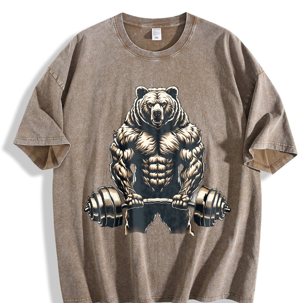 Bear Powerlifting Weightlifting Gym Workout Vintage Washed product image 3