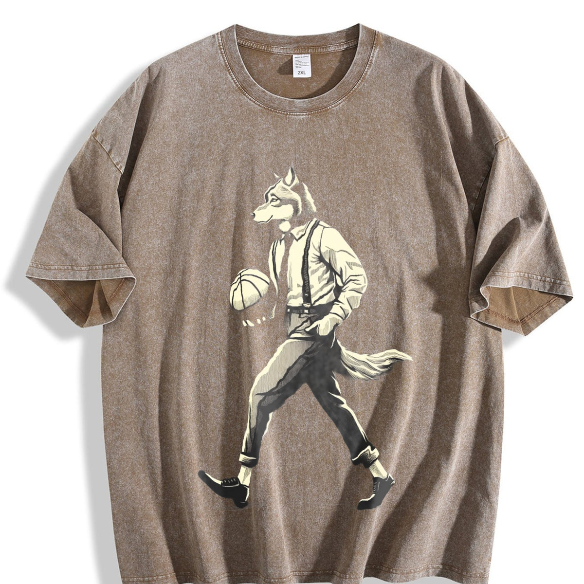 Wolf Man Basketball 90s Vintage Washed T-Shirt product image 3