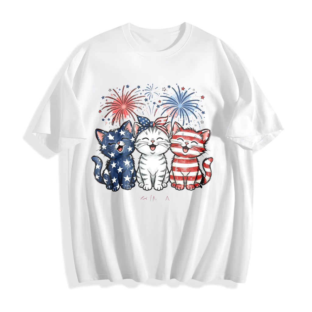 Patriotic Cats Cotton T-Shirt product image 2