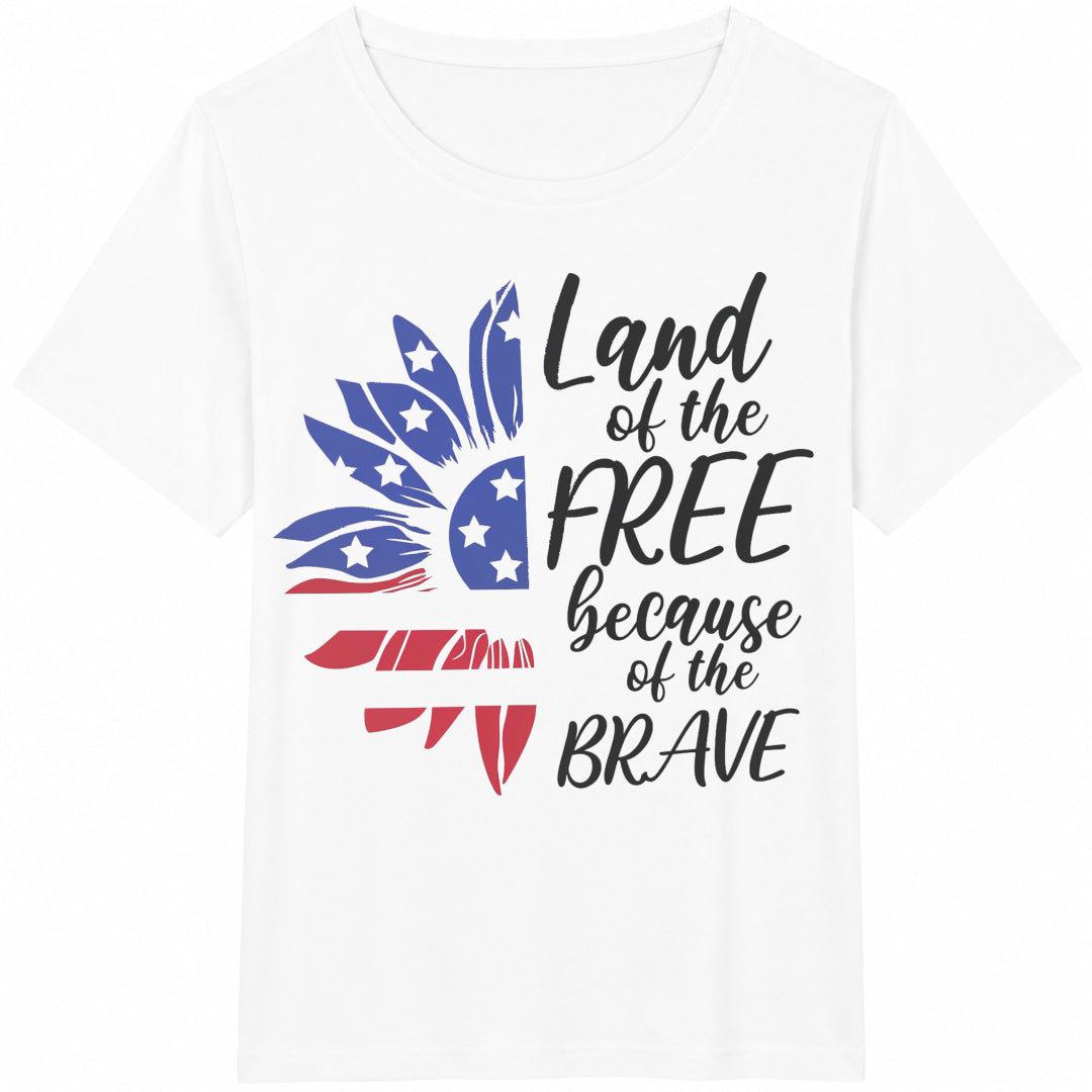Land Of The Free Because Of Brave Sunflower Cotton T-Shirt product image 2