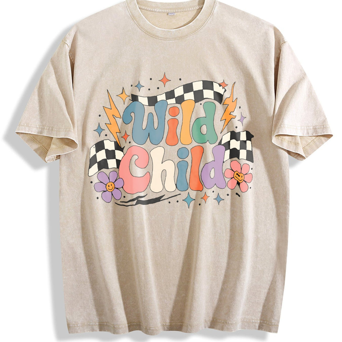 Wild Child - Toddler Groovy Checkered Racing Vintage Washed product image 1