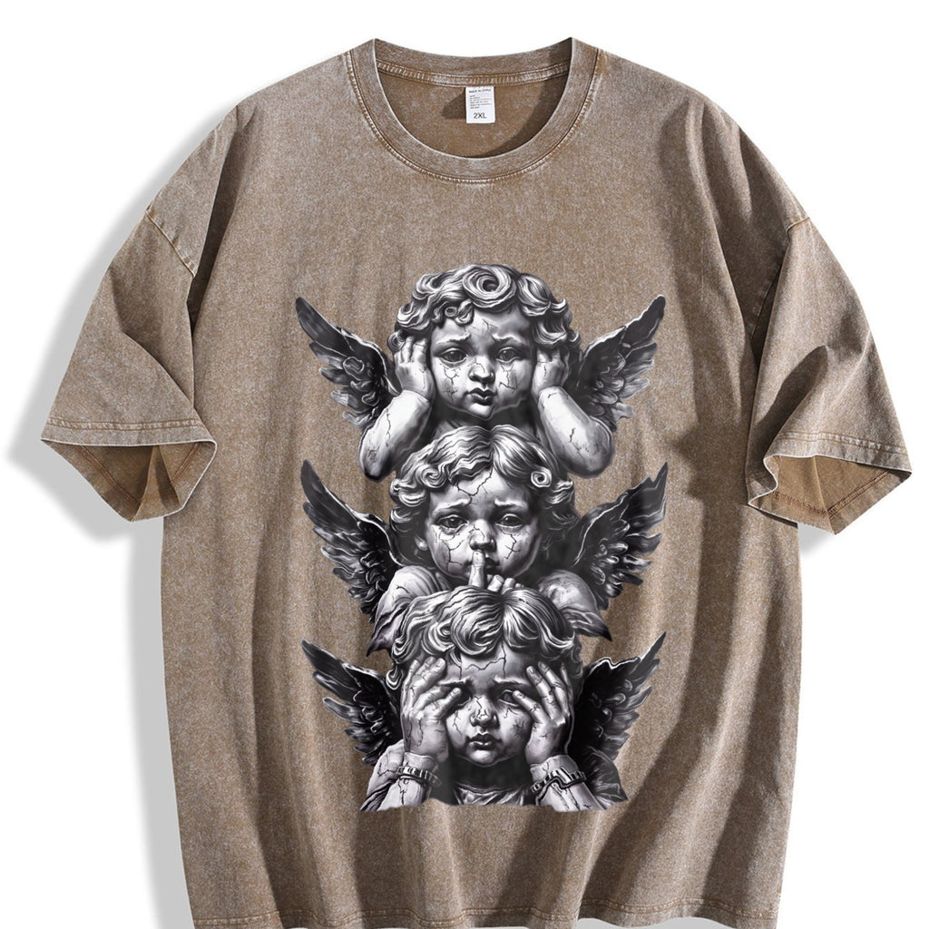 Gothic Three Wise Monkeys Angel Statue Vintage Washed product image 3