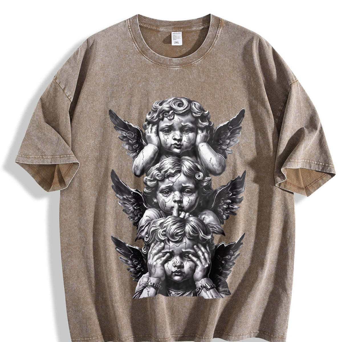 Gothic Three Wise Monkeys Angel Statue Vintage Washed product image 3