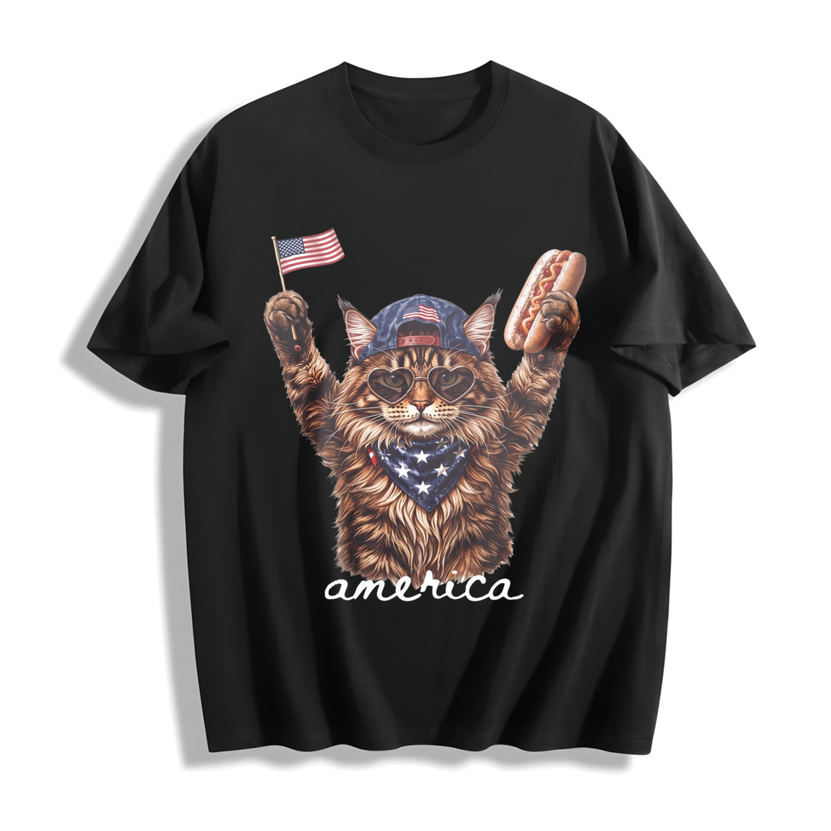 Patriotic Cat Cotton T-Shirt product image 1